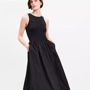 LOFT Black Bubble Midi Dress